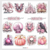 STICKER PERSONNALISÉ HALLOWEEN ROSE GOTHIQUE ÉFFRAYANT (Feuille)