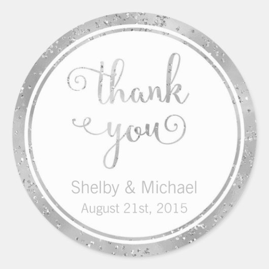 Sticker personnalisé Merci argent (Devant)