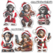 Sticker Personnalisé Noël Singe Primate Ape Drôle Appelez- (Devant)