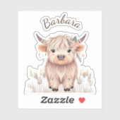 Sticker Personnalisé Prénom mignon Moderne Boho Highland C (Feuille)