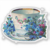 STICKER PERSONNALISÉ vintage VICTORIAN TEACUP FLEU (Devant)