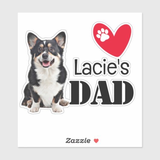 Sticker personnalisé Welsh Corgi Dad (Feuille)