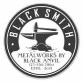 Sticker Personnaliser Blacksmith Black Anvil Metal Works A (Devant)