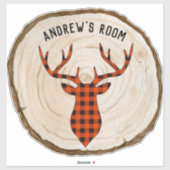 Sticker Personnaliser Buffalo Plaid Buck Deer Wood Slice B (Feuille)