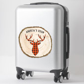 Sticker Personnaliser Buffalo Plaid Buck Deer Wood Slice B (Sur valise)
