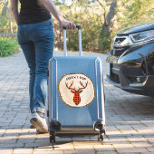 Sticker Personnaliser Buffalo Plaid Buck Deer Wood Slice B (Valise Insitu)