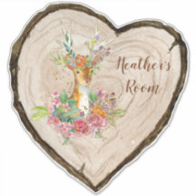 Personnaliser Enchantée Floral Deer Heart Slice Wo