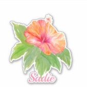 Sticker Personnaliser l'aquarelle Hibiscus Fleur tropicale (Devant)