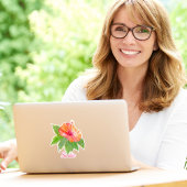 Sticker Personnaliser l'aquarelle Hibiscus Fleur tropicale