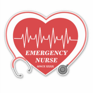 Sticker Personnaliser Nurse Love Heart EKG Stethoscope