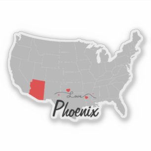 Sticker Personnaliser - Phoenix, Arizona Carte US