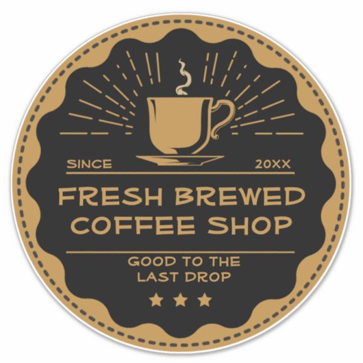 Sticker Personnaliser Rustic Coffee Shop Cup Business Fron (Devant)
