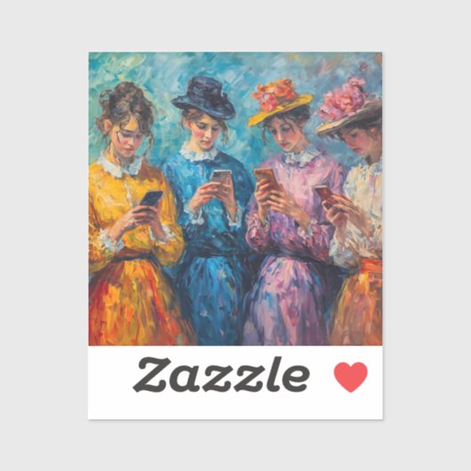 Sticker Personnes du 19e siècle utilisant des smartphones (Feuille)