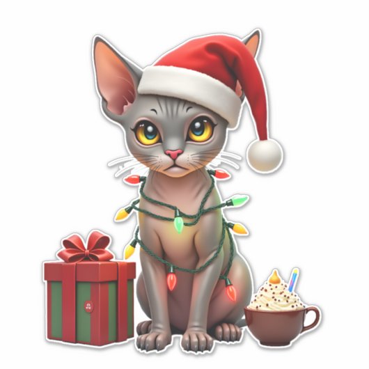 Sticker Pet Animal Lovers Cute Sphynx cat Reindeer Antlers (Devant)