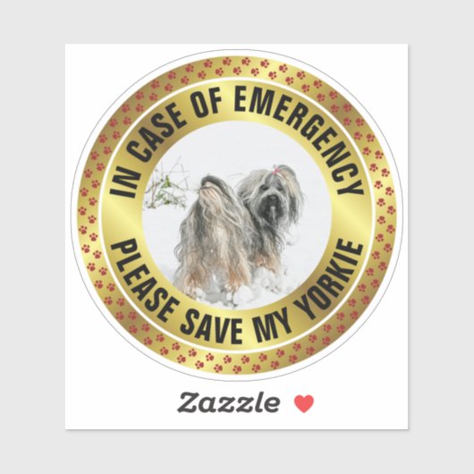 Sticker Pet Safety Alert Custom First Responder Dog Photo (Feuille)