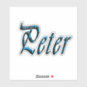 Sticker "Peter" Blue Numbers Peter Name, (Feuille)
