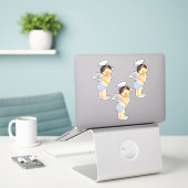 Sticker Petit ange bébé garçon ailes argentées bleu clair  (Ordinateur portable sur le bureau)