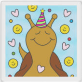 Sticker Petit Anniversaire sucré d'escargot mignon | Vinyl (Devant)