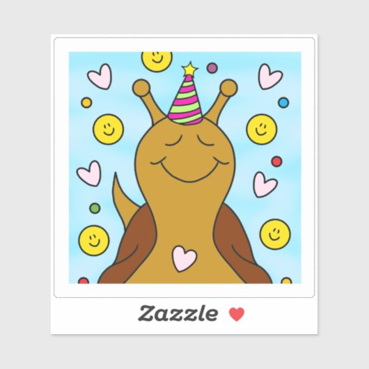 Sticker Petit Anniversaire sucré d'escargot mignon | Vinyl (Feuille)