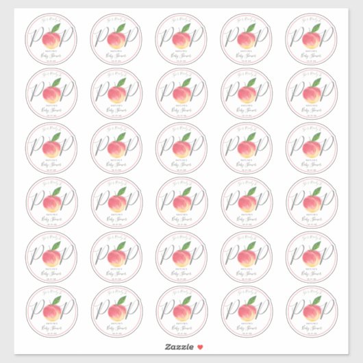 Sticker Petit Baby shower de Pêche Douce 2" rond (Feuille)