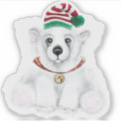 Sticker Petit bébé ours polaire de Noël, petit ours de Pèr (Devant)