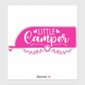 Sticker Petit Camper Cute Girly Pink Camping Trailer (Feuille)