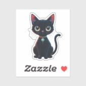 Sticker Petit Chat Noir Effrayant (Feuille)
