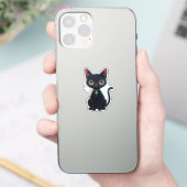Sticker Petit Chat Noir Effrayant (Téléphone)