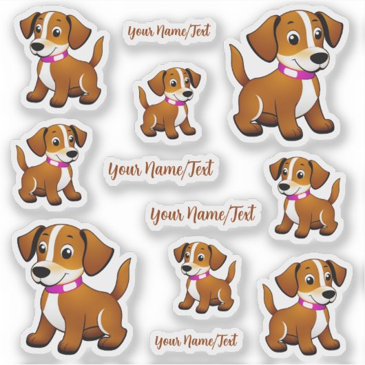 Sticker Petit chien brun, debout - (Devant)