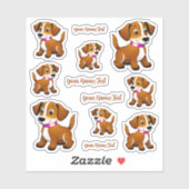 Sticker Petit chien brun, debout - (Feuille)