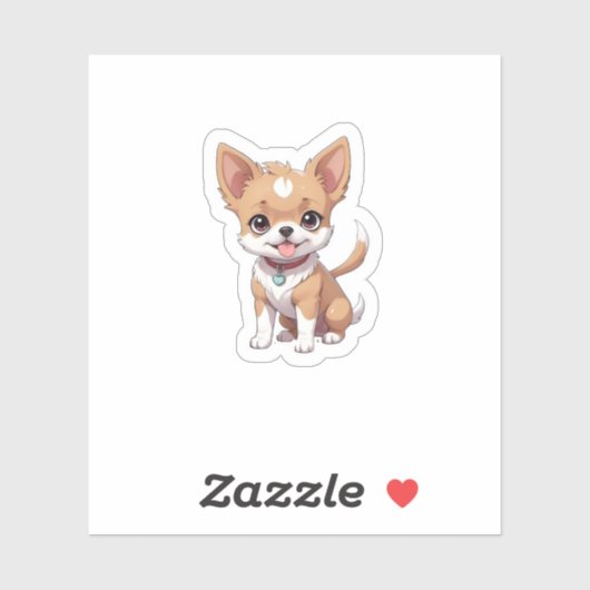 Sticker petit chien mignon (Feuille)