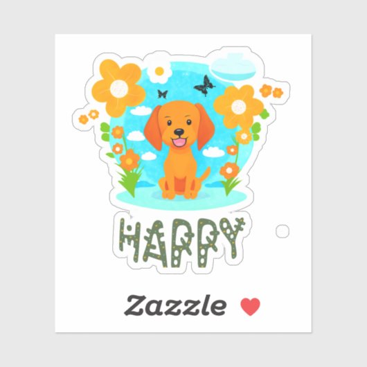 Sticker Petit chien mignon (Feuille)