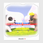 Sticker Petit chien remorqueur de guerre jouets (Feuille)