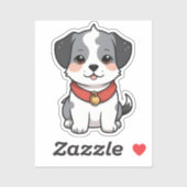Sticker Petit chiot mignonne avec une cloche (Feuille)
