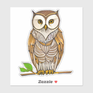 Sticker Petit Chouette de Boho sur une branche Illustratio