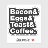 Sticker Petit-déjeuner (Bacon & oeufs & Toast & Coffee.) S (Feuille)
