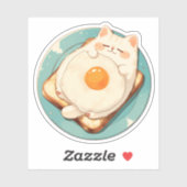 Sticker Petit-déjeuner de chat dormant Toast et Stick d'oe (Feuille)