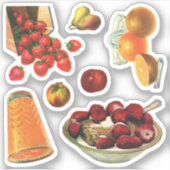 Sticker Petit Déjeuner vintage, Céréales, Fraises, Oranges (Devant)