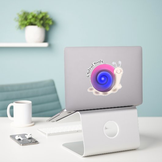 Sticker Petit escargot Bisexual Pride (Ordinateur portable sur le bureau)