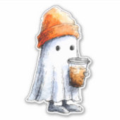 Sticker Petit Fantôme avec Café Glacé (Devant)