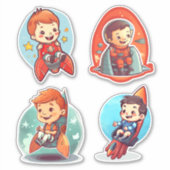 Sticker Petit garçon dans une fusée | Science et espace (Devant)