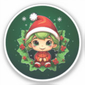 Sticker Petit garçon Elf Xmas Magie (Recto)