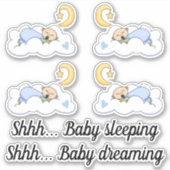 Sticker Petit garçon mignon dormant sur un nuage (Devant)