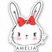 Sticker Petit lapin mignon avec Bow rouge (Devant)