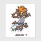 Sticker Petit Loup-Occidental Halloween Trick Ou Traiter C (Feuille)