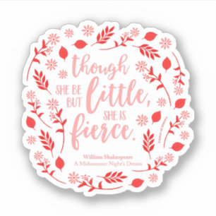 Sticker Petit Mais Fierce William Shakespeare Rouge Floral