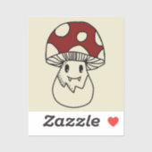 Sticker Petit mignon champignon fang (Feuille)