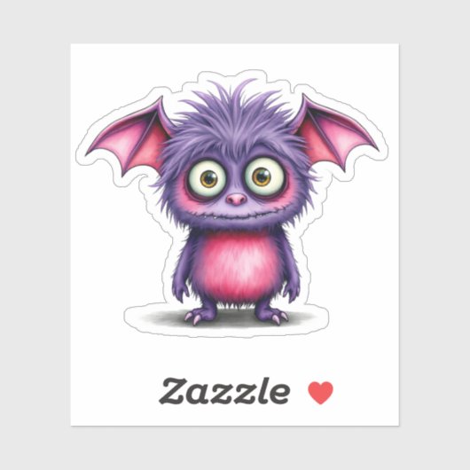 Sticker Petit Monstre mignon et rose (Feuille)