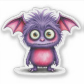 Sticker Petit Monstre mignon et rose (Devant)