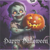 Sticker Petit Monstre Vert et ami Citrouille (Devant)